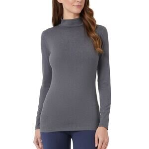32 Degrees Cozy Heat Charcoal Gray Mock Neck Long Sleeve Top Size XXL